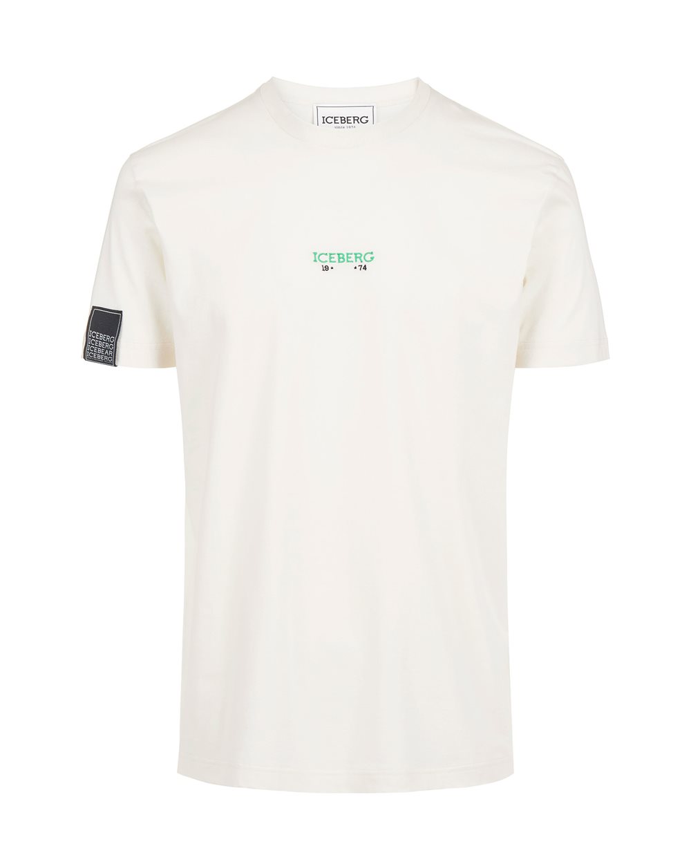 Vanilla regular fit T-shirt with Iceberg logo embroidery and Bear print on the back - T-shirts & polo | Iceberg - Official Website