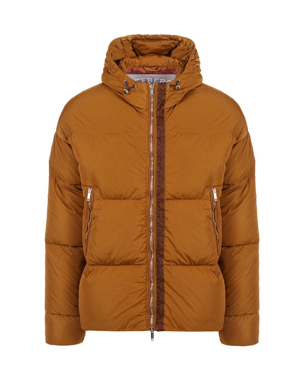 Urban warmth: the hazelnut garment-dyed technical down jacket - Man | Iceberg - Official Website