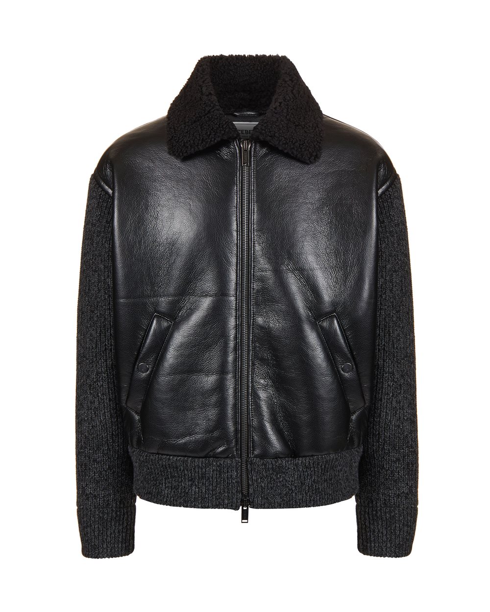 Regular fit black jacket in a mix of fabrics: technical and refined design - per abilitare | Iceberg - Official Website