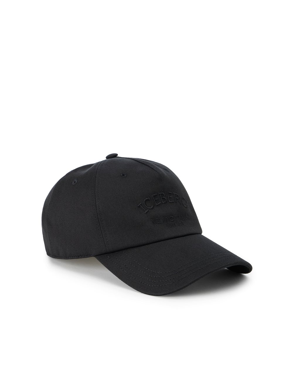 Black gabardine cap with Iceberg Milano Italia logo embroidery - Hats  | Iceberg - Official Website
