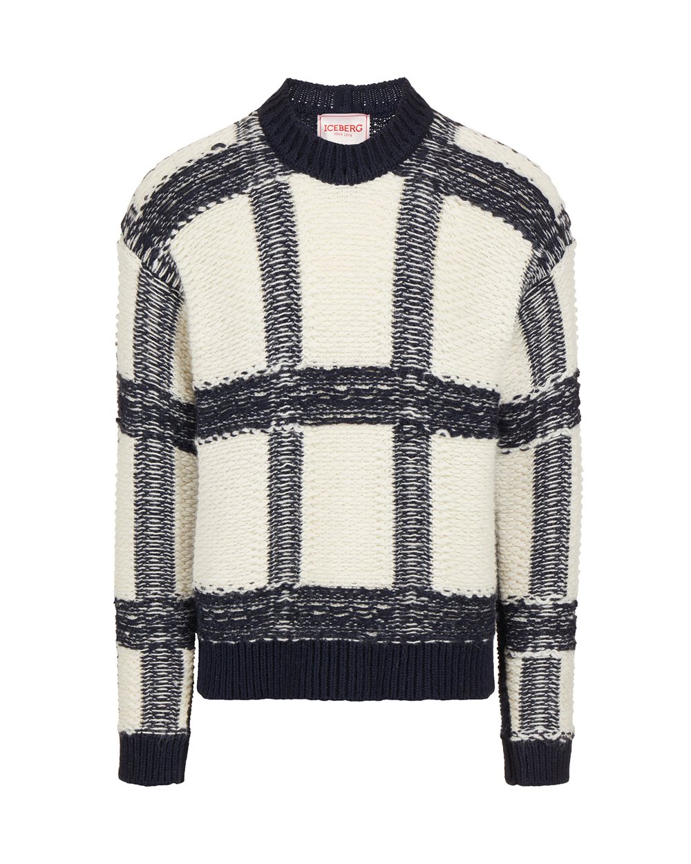 Oversized multicolored crewneck sweater in alpaca wool - Man | Iceberg - Official Website