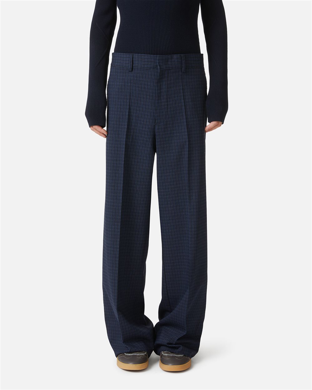 Comfort-fit trousers in blue and black check - Trousers | Iceberg - Official Website