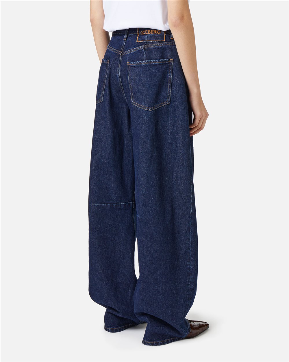 Indigo Blue Denim Barrel Fit Jeans - Trousers | Iceberg - Official Website