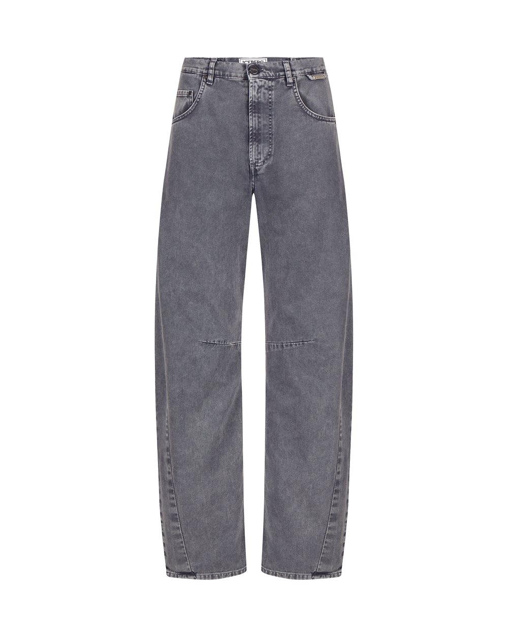 5-pocket barrel fit in dark grey marbled denim - Woman | Iceberg - Official Website