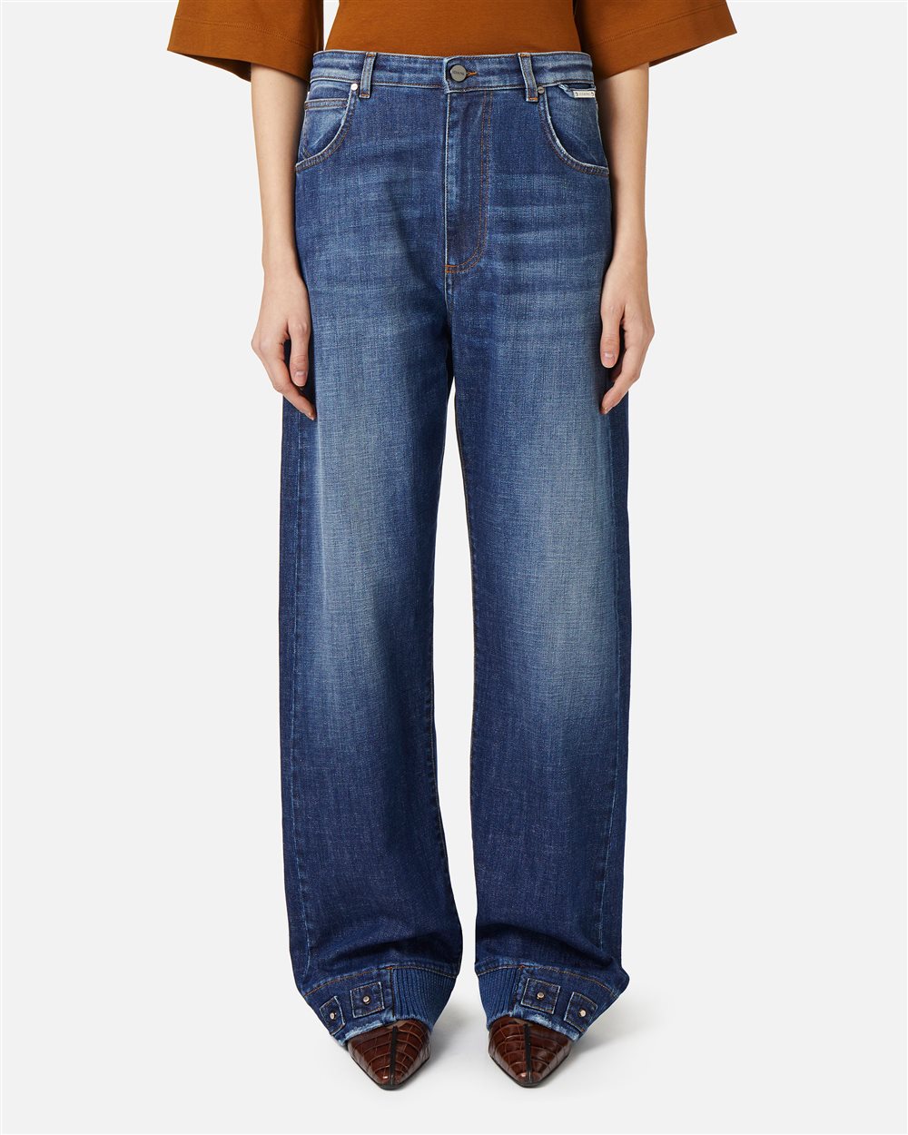 Indigo New Confort Fit jeans in stone wash denim - Woman | Iceberg - Official Website