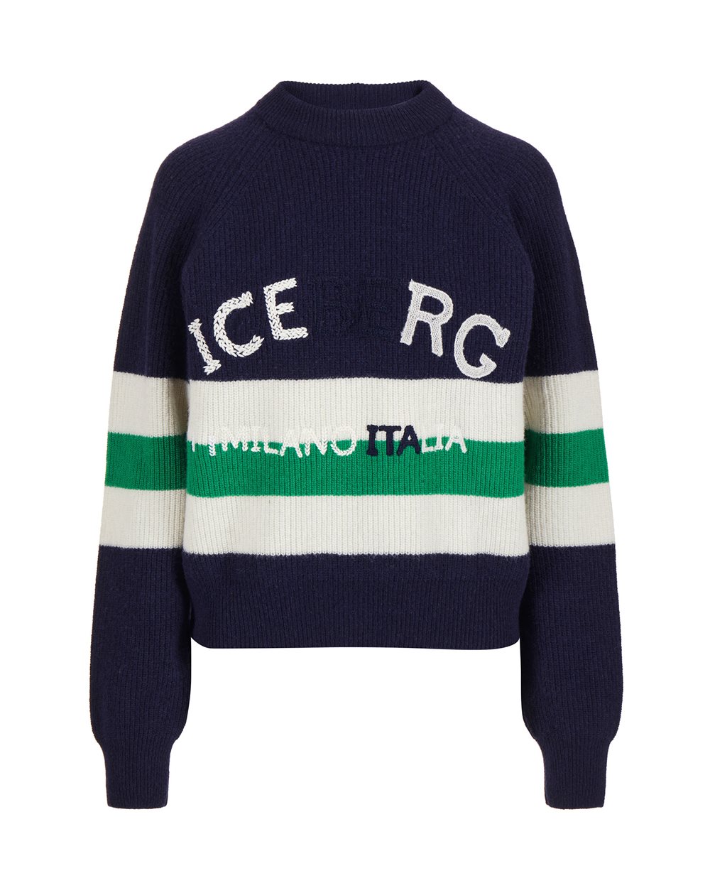Multicolor crewneck sweater in lambswool with corn stitch - New in | Iceberg - Official Website