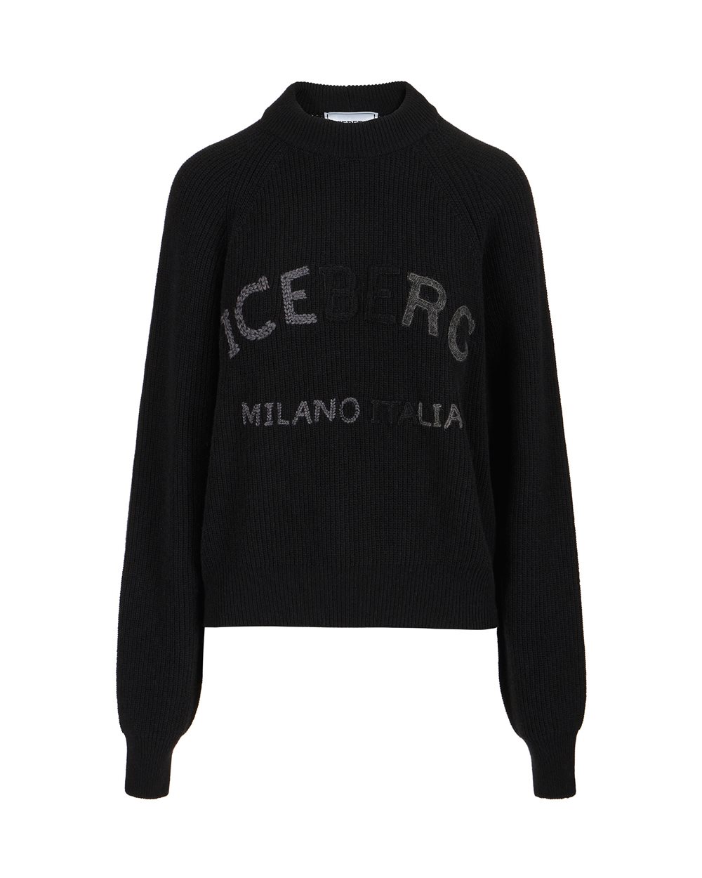 Black lambswool sweater with corn stitch - New in | Iceberg - Official Website