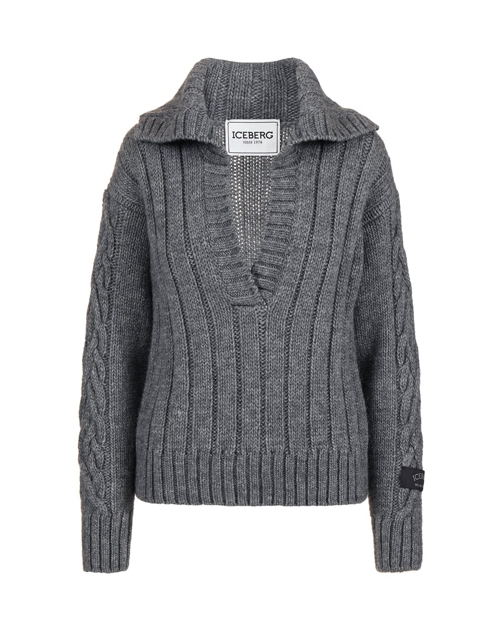 Wool and alpaca polo: three-dimensional texture and asymmetrical design - Woman | Iceberg - Official Website