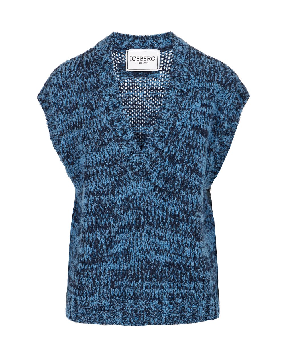 Multicolor vest in a wool-alpaca blend stocking stitch - New in | Iceberg - Official Website