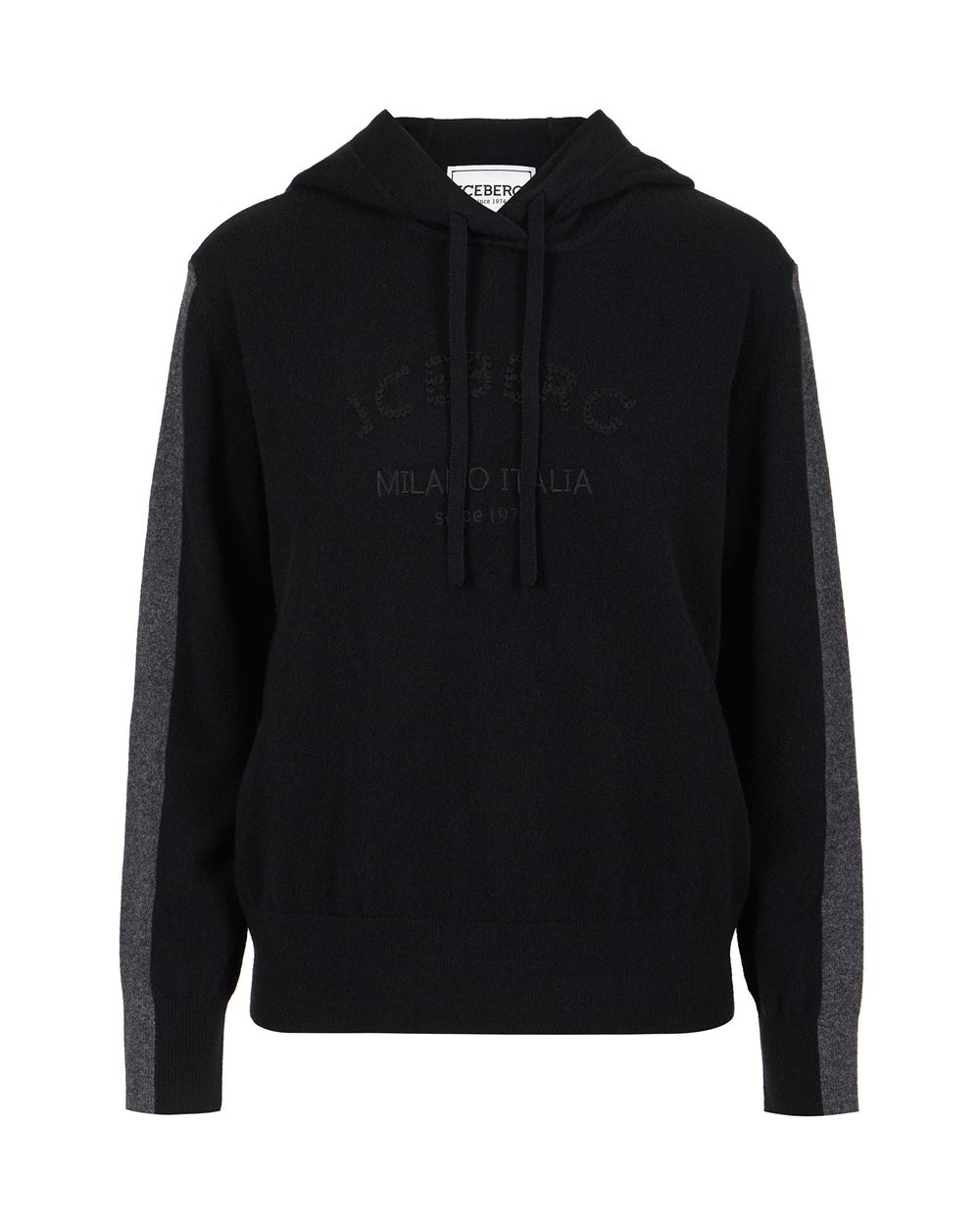 Black Cashmere Wool Hoodie - New in | Iceberg - Official Website