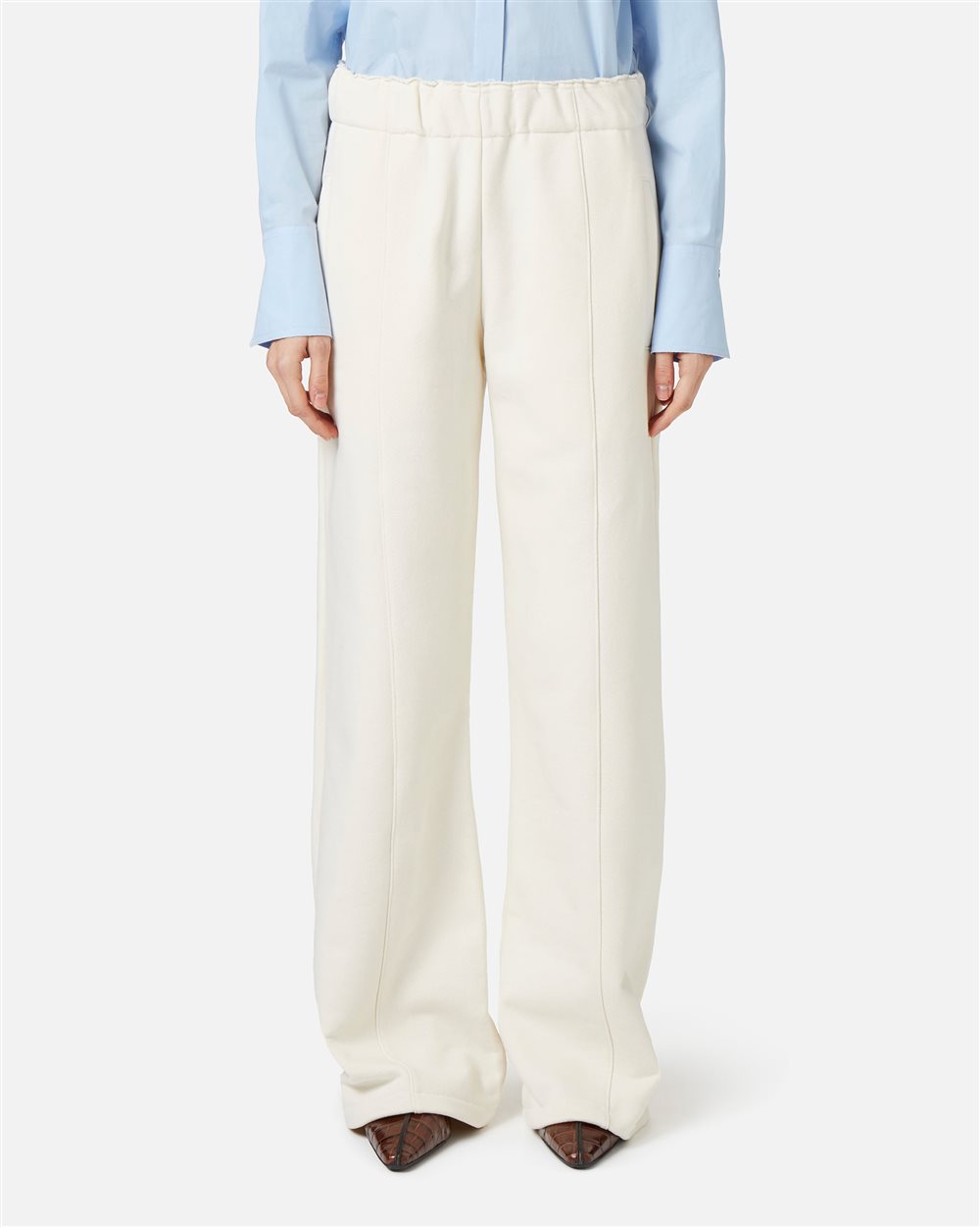 Vanilla wide-fit trousers in cotton fleece - New in | Iceberg - Official Website