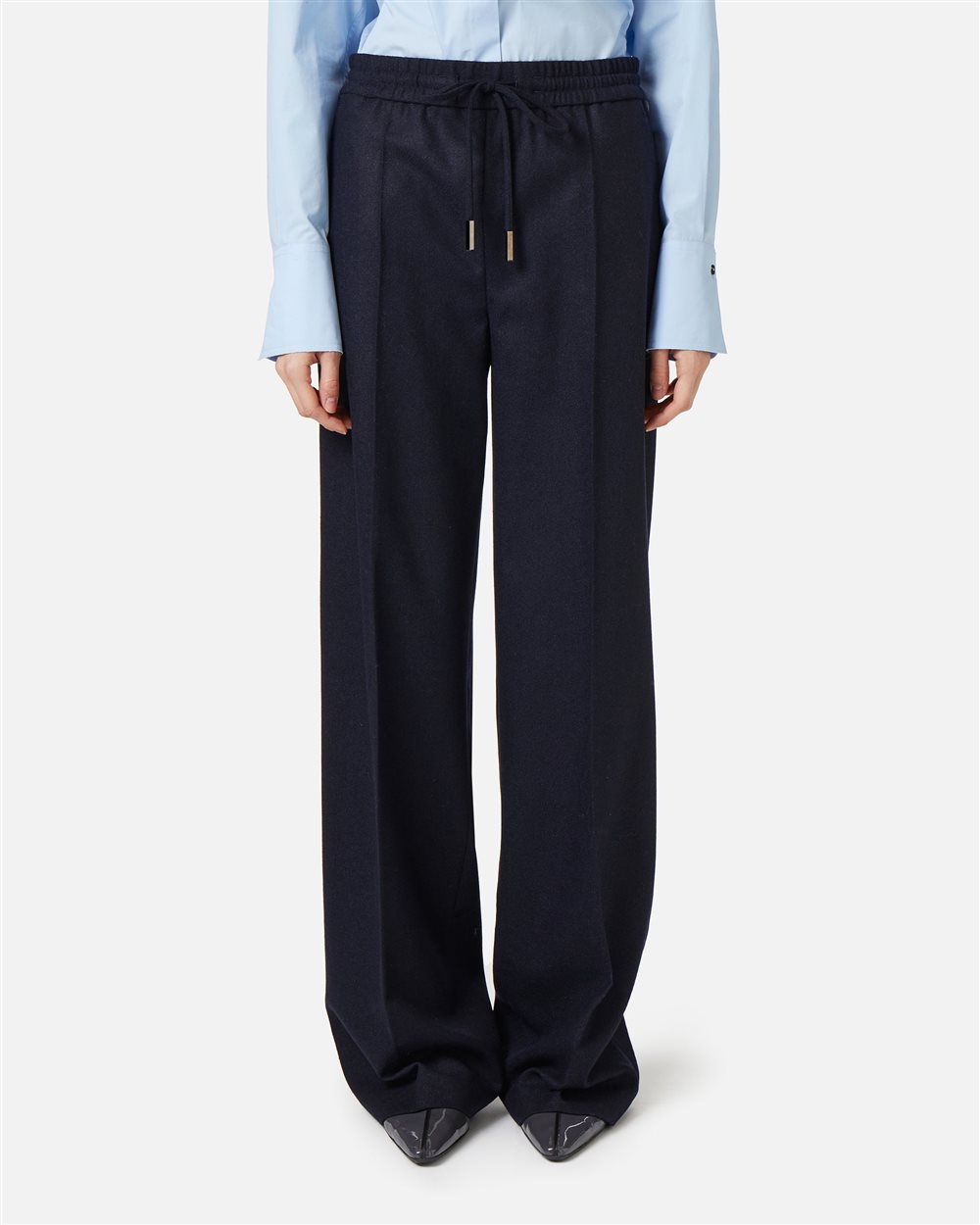 Jogger in lightweight bouclé blend of wool and technical silk - Trousers | Iceberg - Official Website