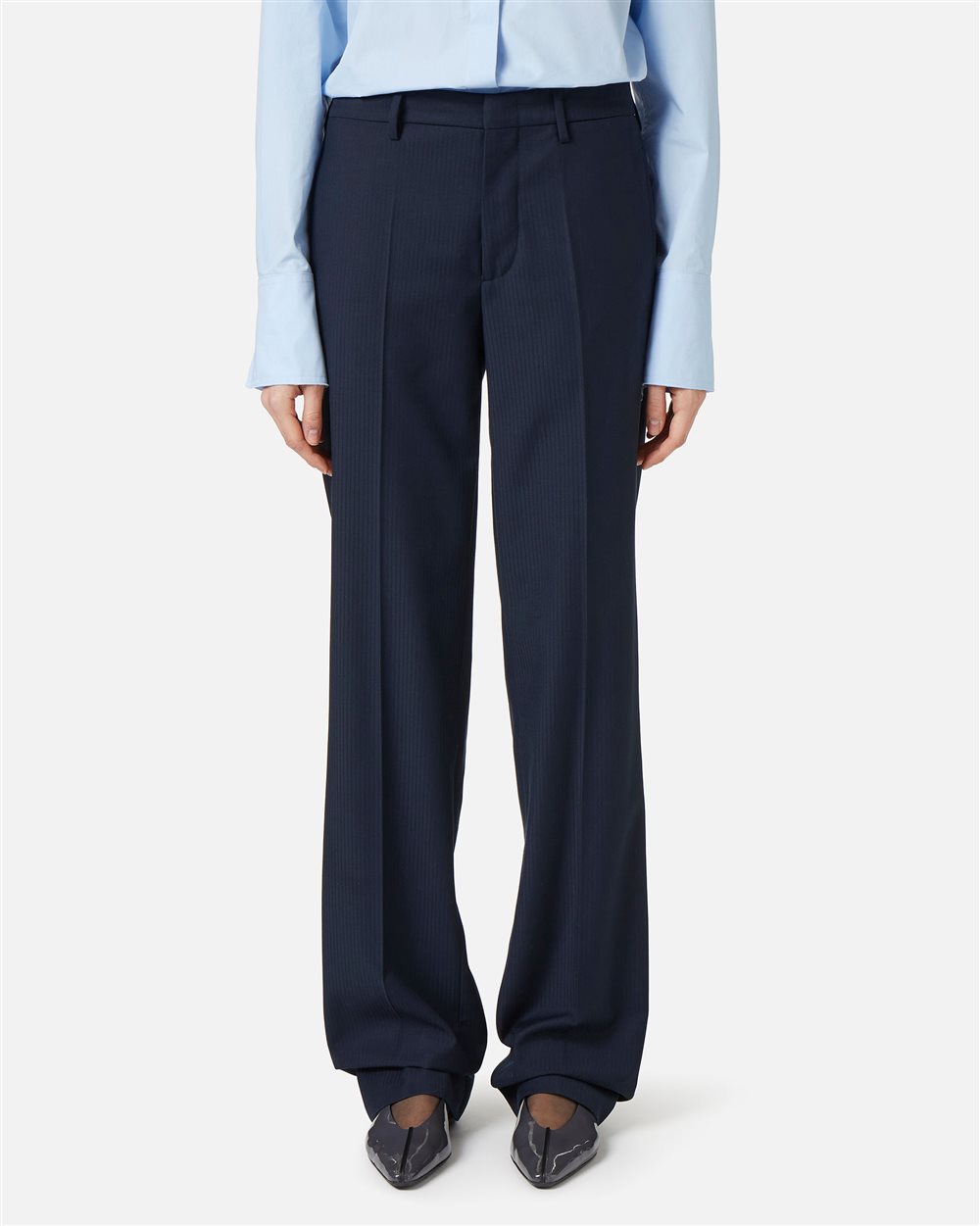 New fit blue pinstripe trousers in technical viscose - New in | Iceberg - Official Website