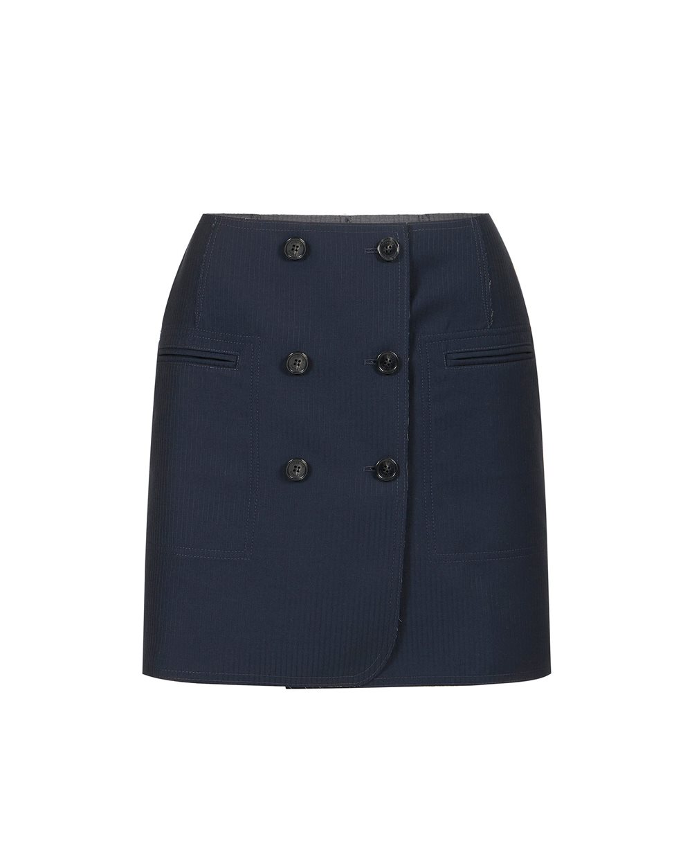 Reversible miniskirt in blue and grey pinstripe fabric - Dresses & Skirts | Iceberg - Official Website