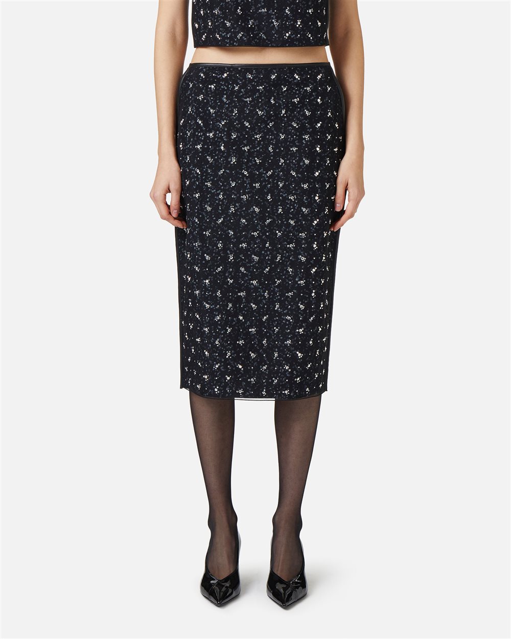 Regular fit pencil skirt with print on black and grey background - Woman | Iceberg - Official Website