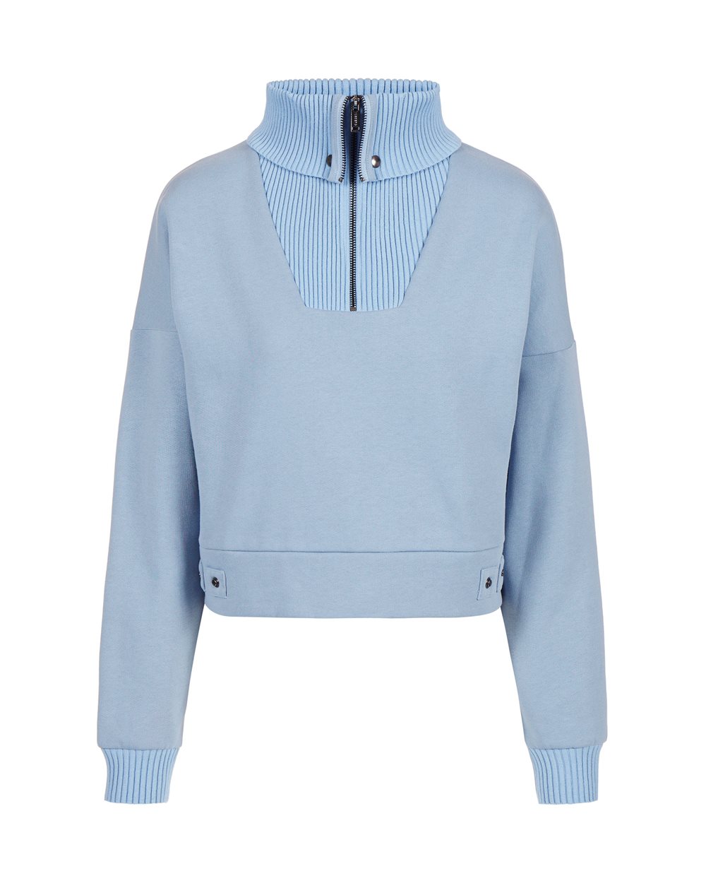 Cropped sweatshirt in sustainable brushed fabric with maxi knitted collar - Sweatshirts | Iceberg - Official Website