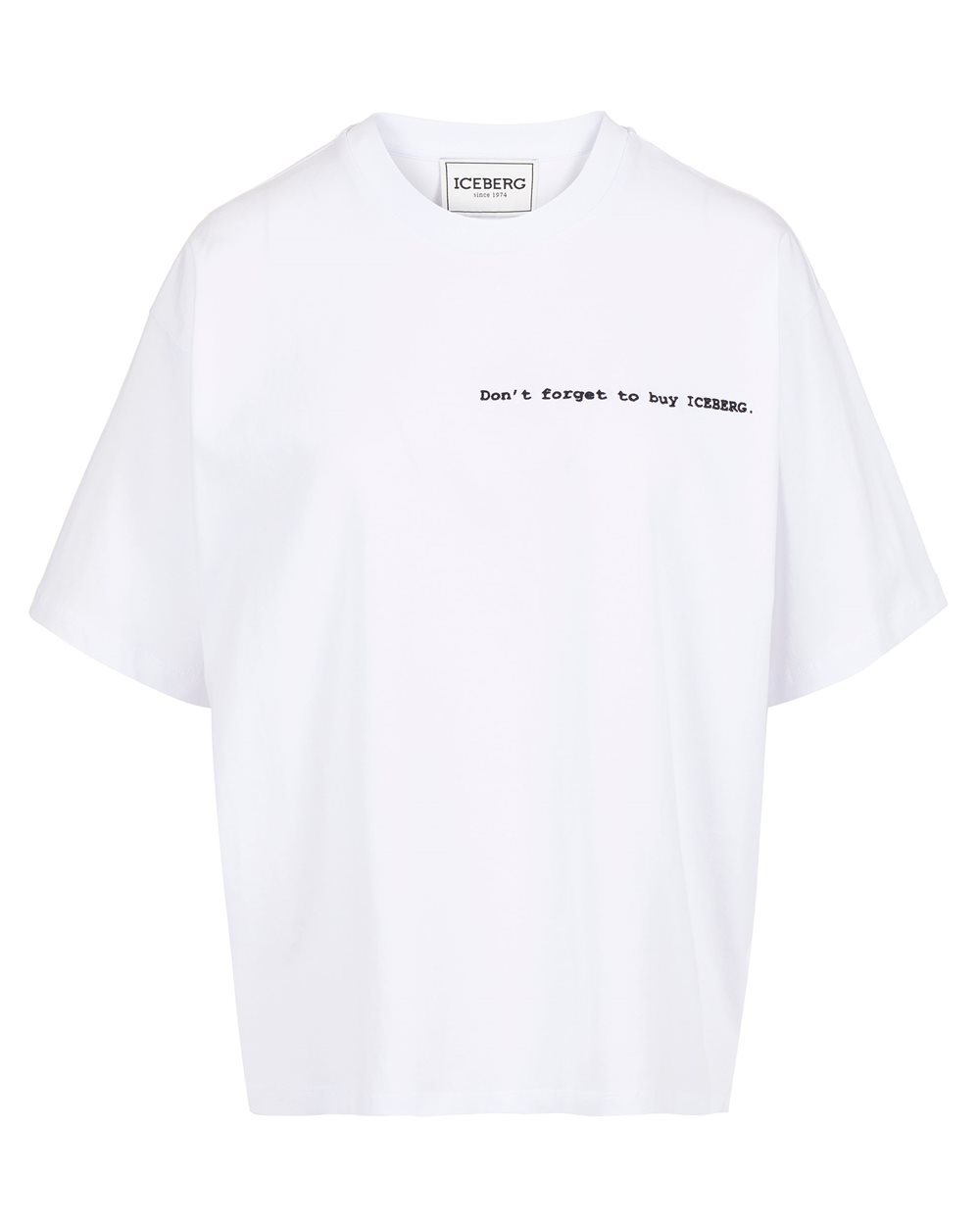 Relaxed fit optical white cotton jersey T-shirt with front and back graphics - New in | Iceberg - Official Website