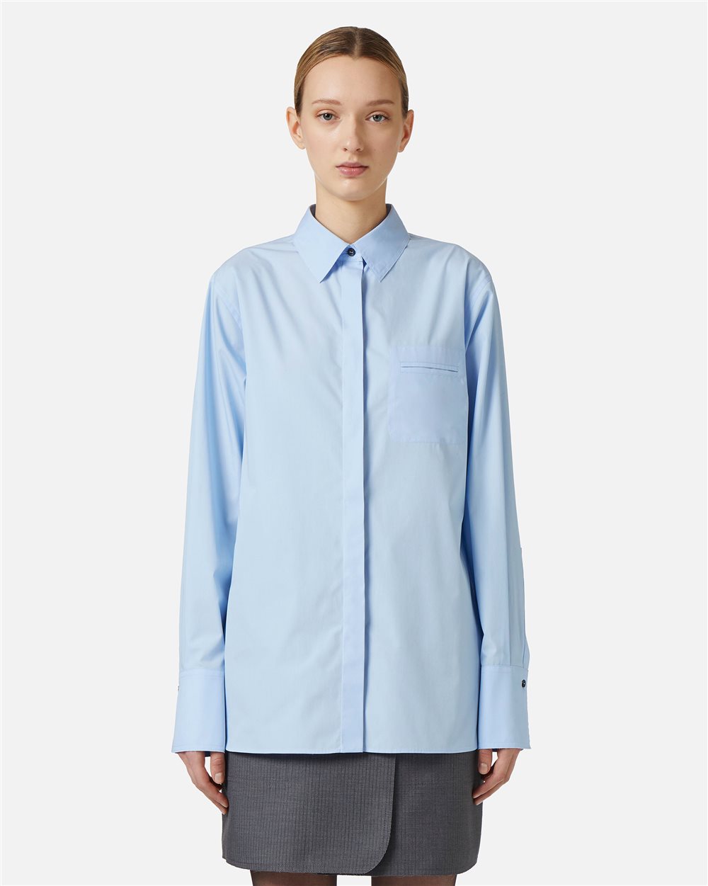 Regular fit poplin shirt with double welt pocket - Woman | Iceberg - Official Website