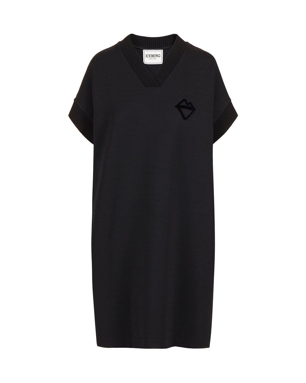 Black dress with V-neck and embossed Iceberg logo - New in | Iceberg - Official Website