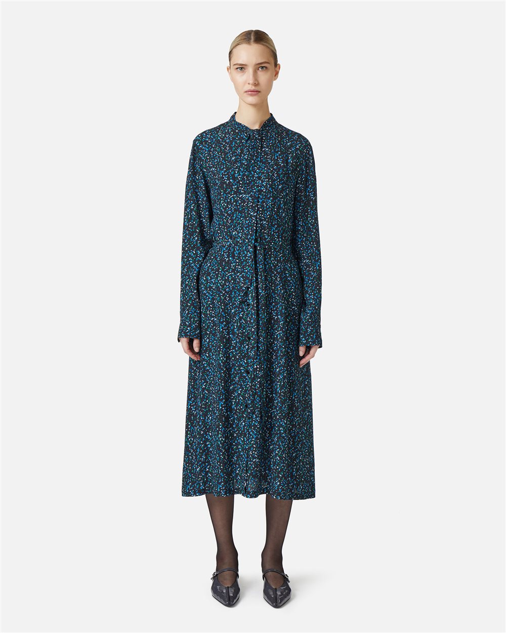 New shape dress with black and green background print in eco-true viscose - carosello iceberg jeans woman | Iceberg - Official Website