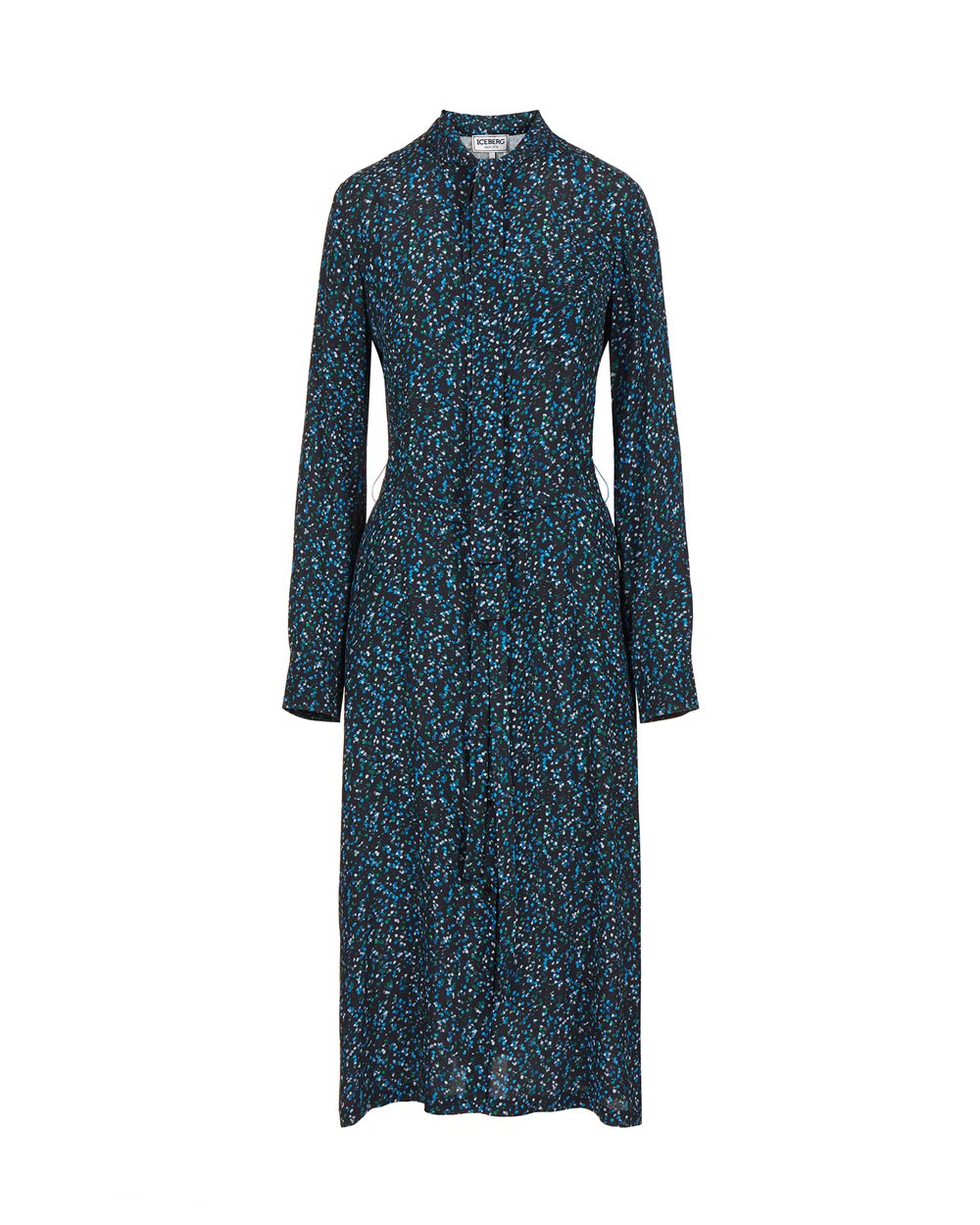 New shape dress with black and green background print in eco-true viscose - carosello iceberg jeans woman | Iceberg - Official Website