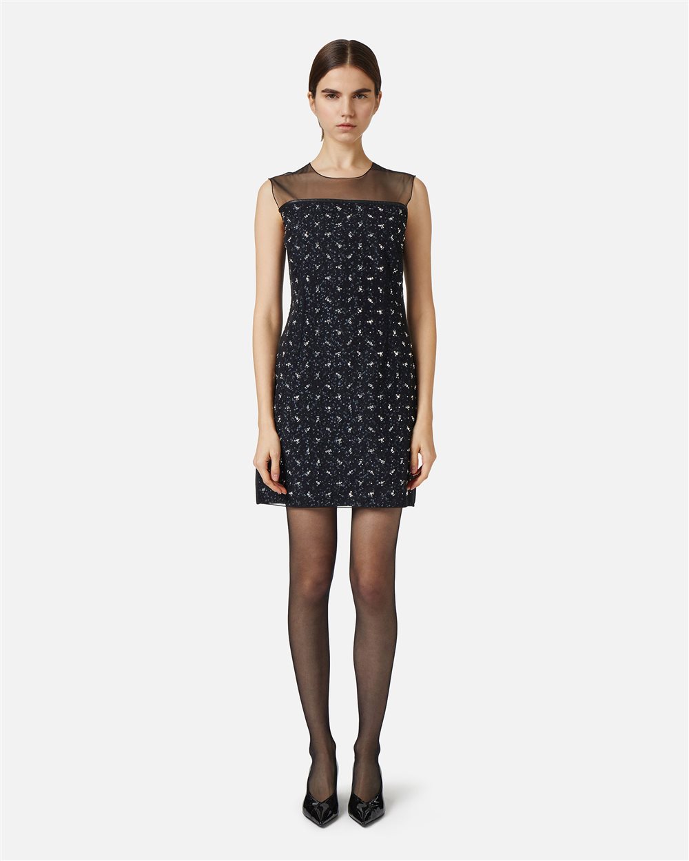 New shape dress with black and grey background print in eco-true viscose - Woman | Iceberg - Official Website