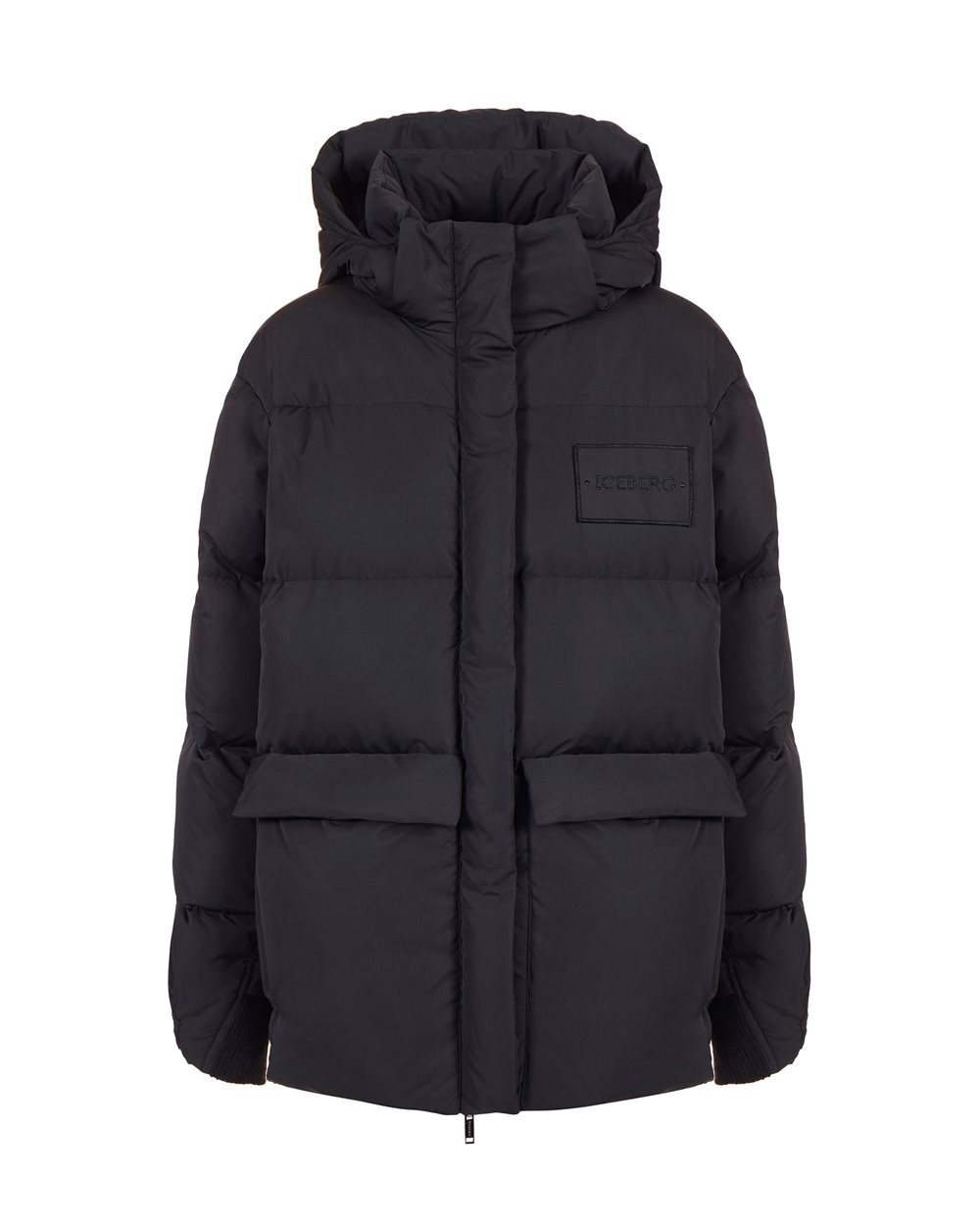 Real feather down jacket with embroidered logo patch - Outerwear | Iceberg - Official Website