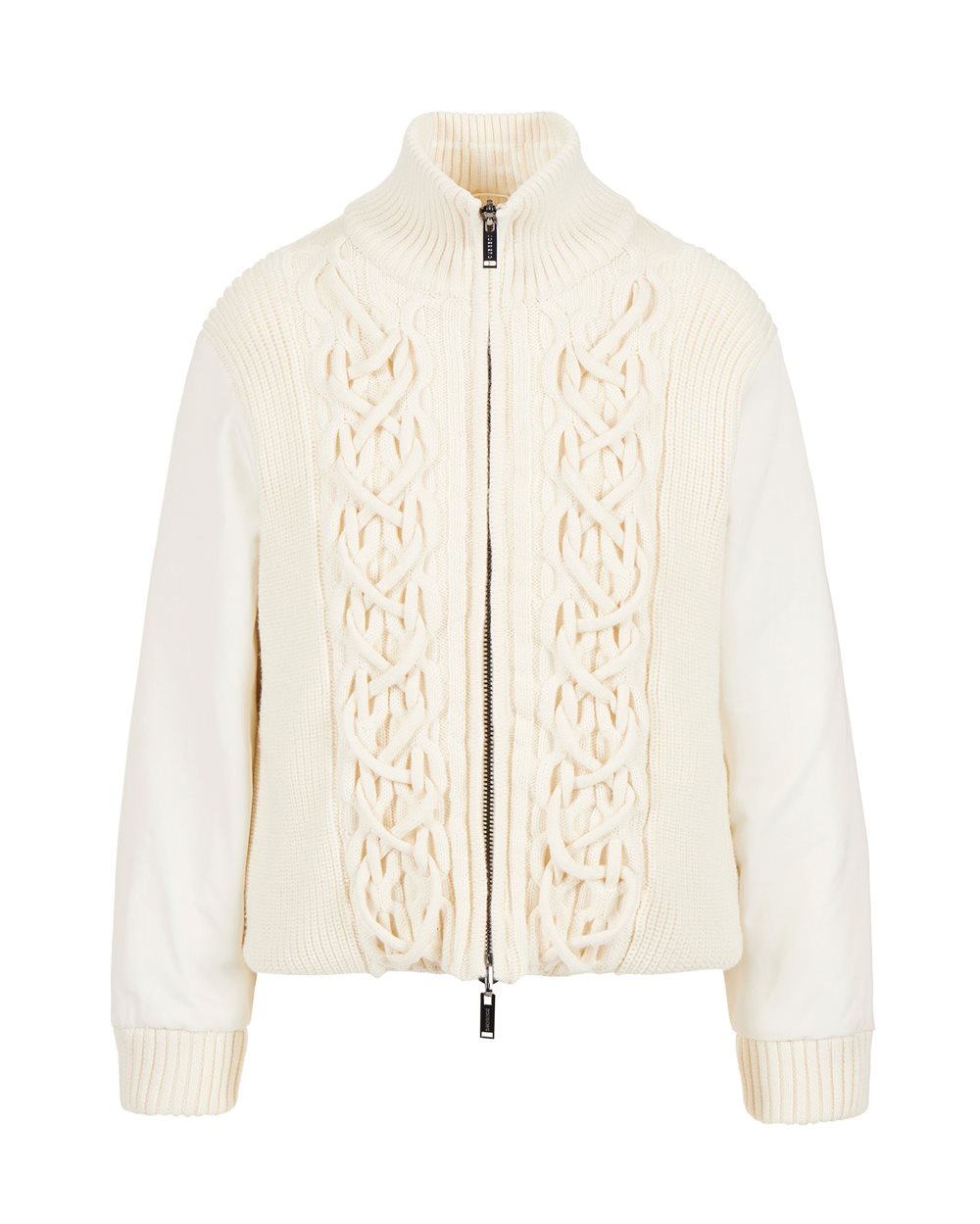 Vanilla reversible short jacket with knitted body and nylon drill sleeves - New in | Iceberg - Official Website