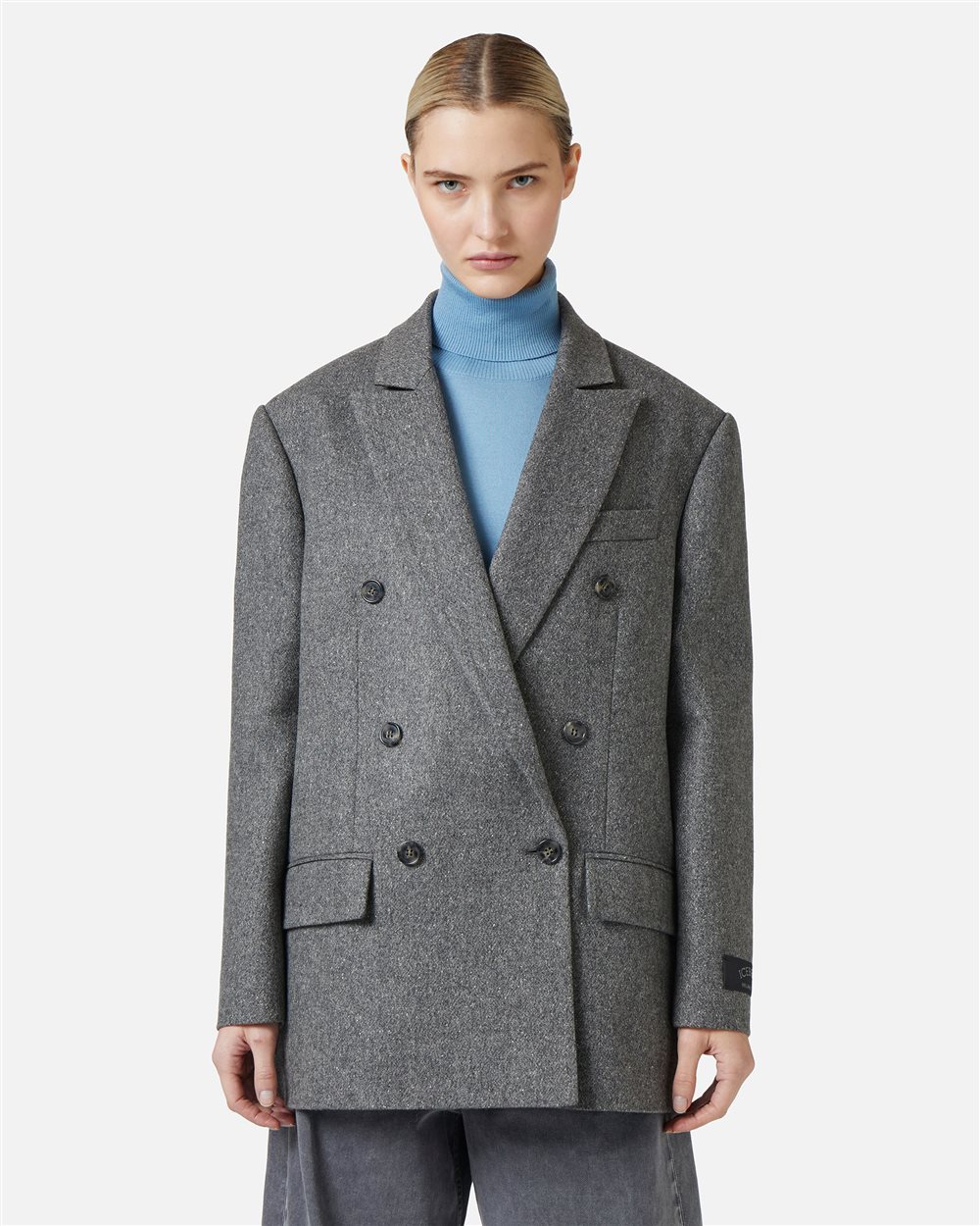 Double-breasted jacket in lightweight bouclé with tailored finishes - Woman | Iceberg - Official Website