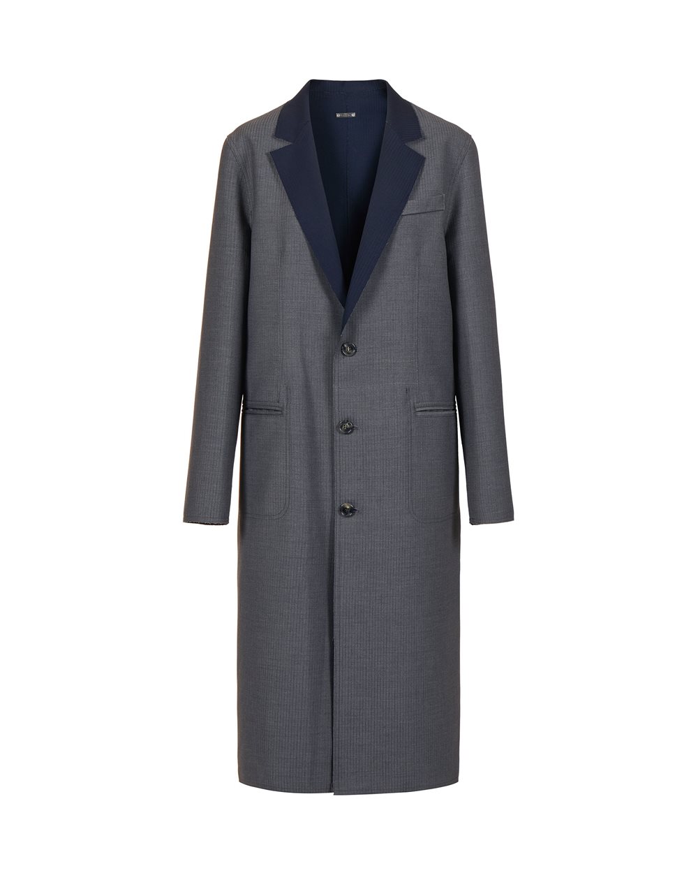 Reversible pinstripe coat in mouse grey with raw cut details - New in | Iceberg - Official Website