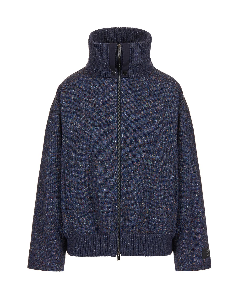 Comfort fit jacket in bouclé wool blend in a mix of blue - Outerwear | Iceberg - Official Website