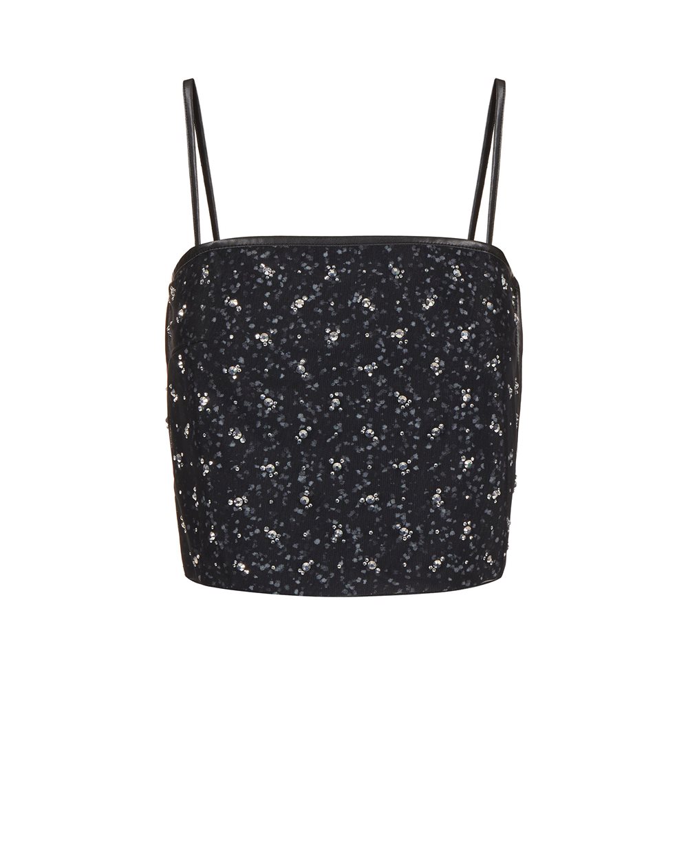 Cropped top with rhinestones and tulle, between sensuality and graphic statement - New in | Iceberg - Official Website
