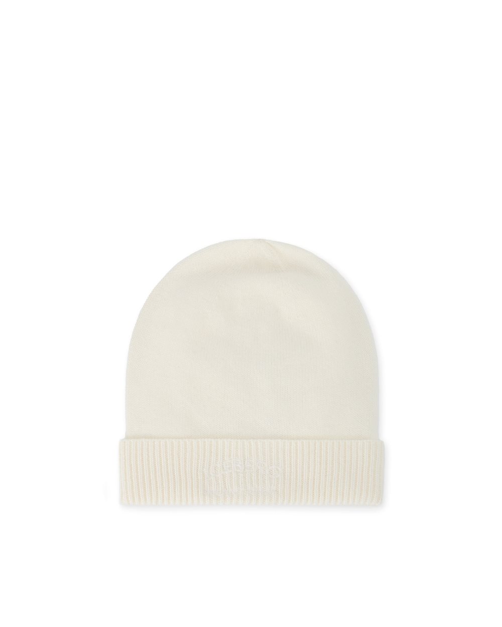 Milk white cashmere hat with tone-on-tone embroidery - New in | Iceberg - Official Website