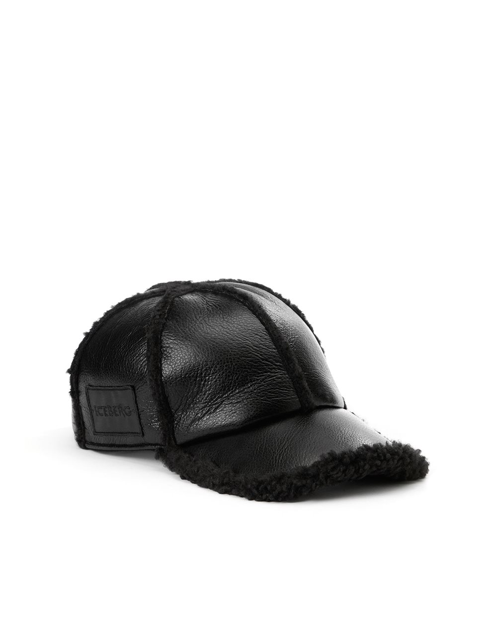 Schwarze Baseballkappe aus Kunstlammfell - Hüte und Mützen | Iceberg - Official Website