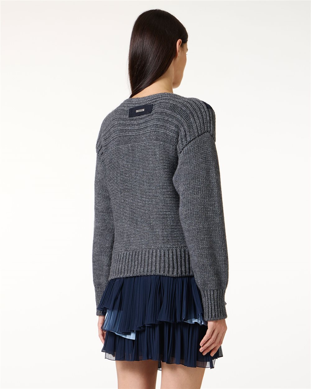 Alpaca wool crewneck sweater with contrasting stripes - Clothing | Iceberg - Official Website