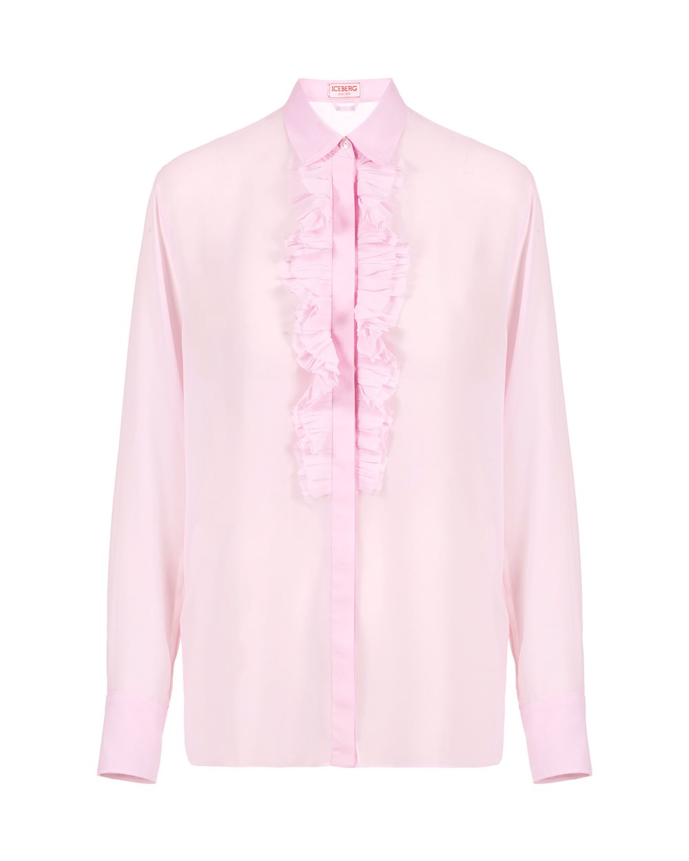 Regular-fit shirt in pink technical chiffon - T-shirts and tops | Iceberg - Official Website