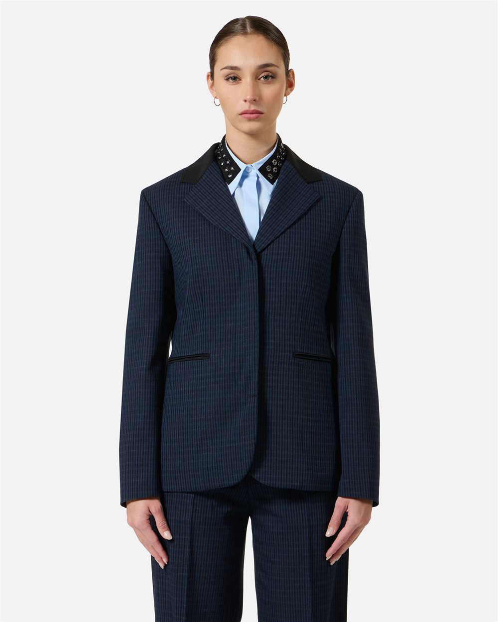 Regular-fit single-breasted jackets in blue and black checked fabric - per abilitare | Iceberg - Official Website