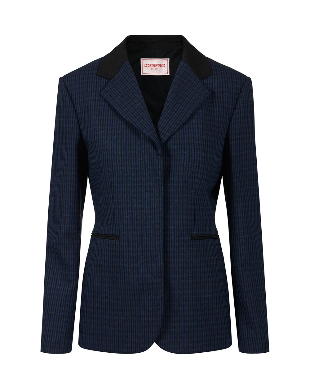 Regular-fit single-breasted jackets in blue and black checked fabric - per abilitare | Iceberg - Official Website