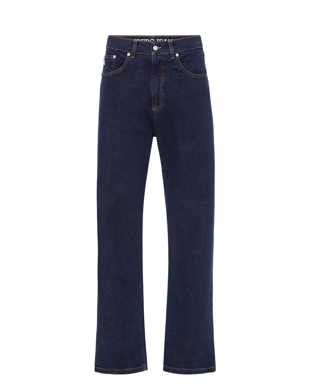 Baggy fit trousers in indigo blue stretch denim with logo details - carosello iceberg jeans man | Iceberg - Official Website