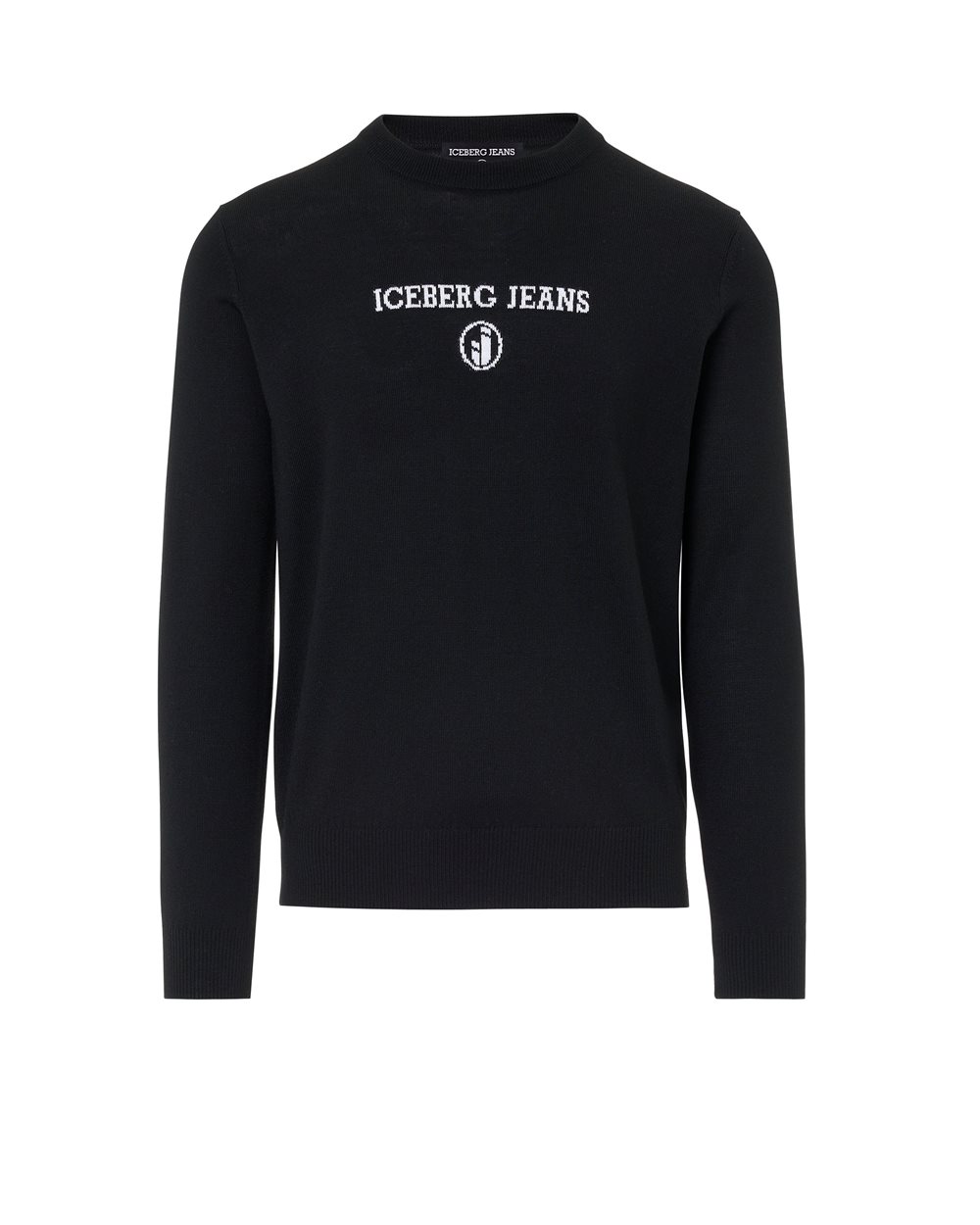 Schwarzer Rollkragenpullover aus glattem Strick mit farblich abgestimmtem Iceberg-Logo - Kleidung | Iceberg - Official Website