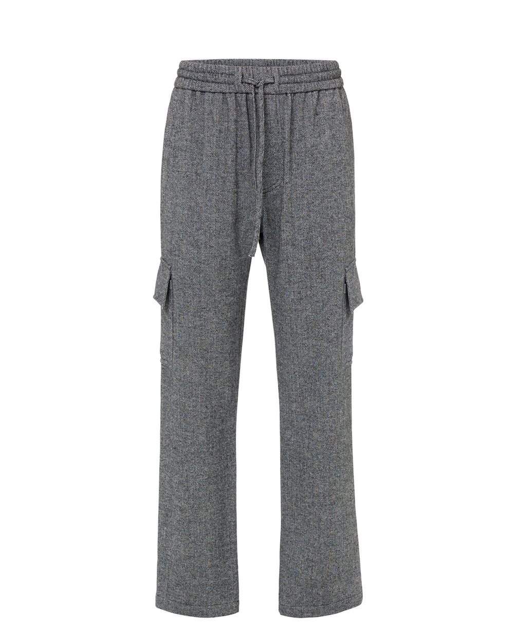 Couli Pants cargo fit rigato bianco e nero in misto lana spinato con dettagli funzionali e logo Iceberg - abbigliamento | Iceberg - Official Website