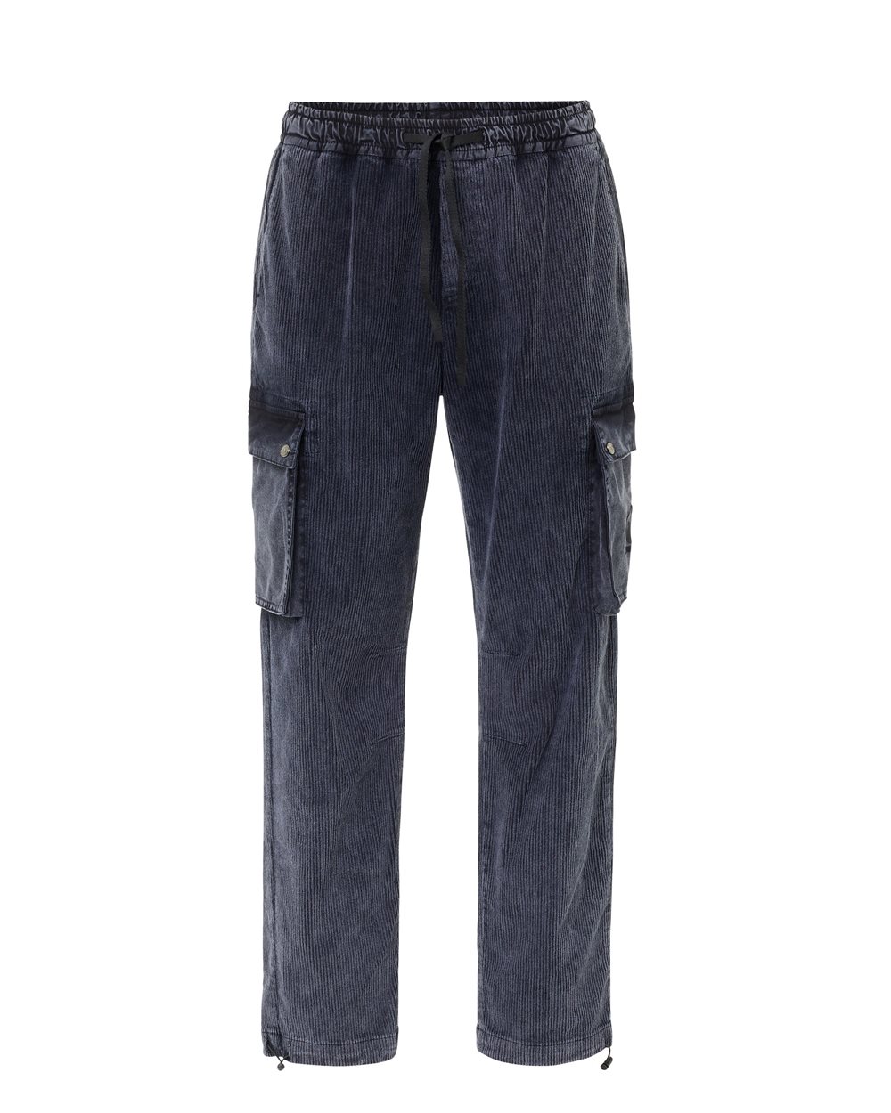 Coulisse pants cargo fit color navy in velluto millerighe di cotone - pantaloni | Iceberg - Official Website