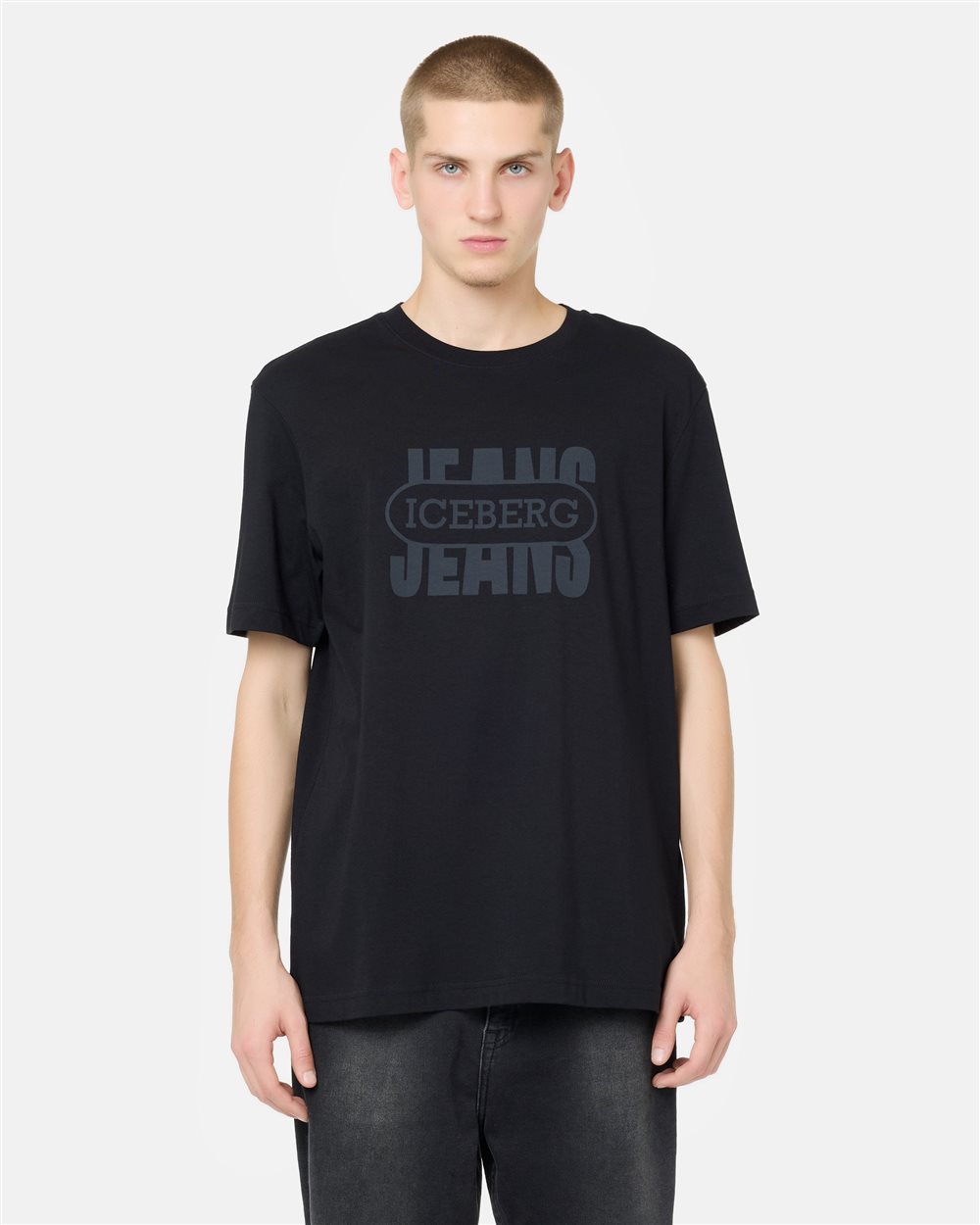 T-shirt regular fit in jersey di cotone nero - per abilitare | Iceberg - Official Website
