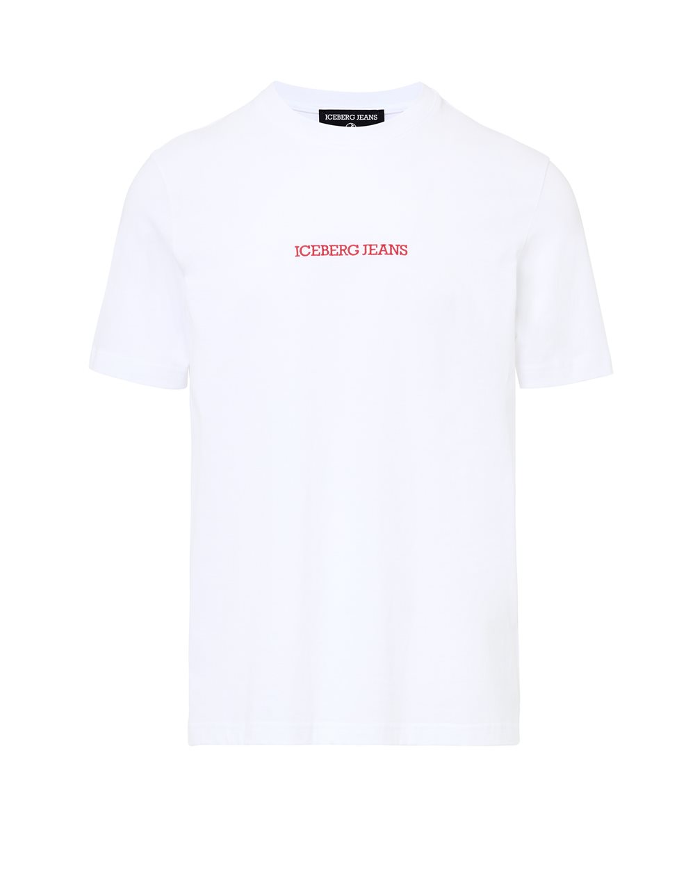 T-shirt regular fit in jersey di cotone bianco ottico con ricamo logo e stampa Doubledecker - abbigliamento | Iceberg - Official Website