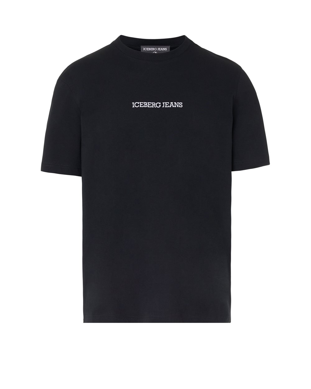 T-shirt regular fit in jersey di cotone nero con ricamo logo e stampa Doubledecker - per abilitare | Iceberg - Official Website