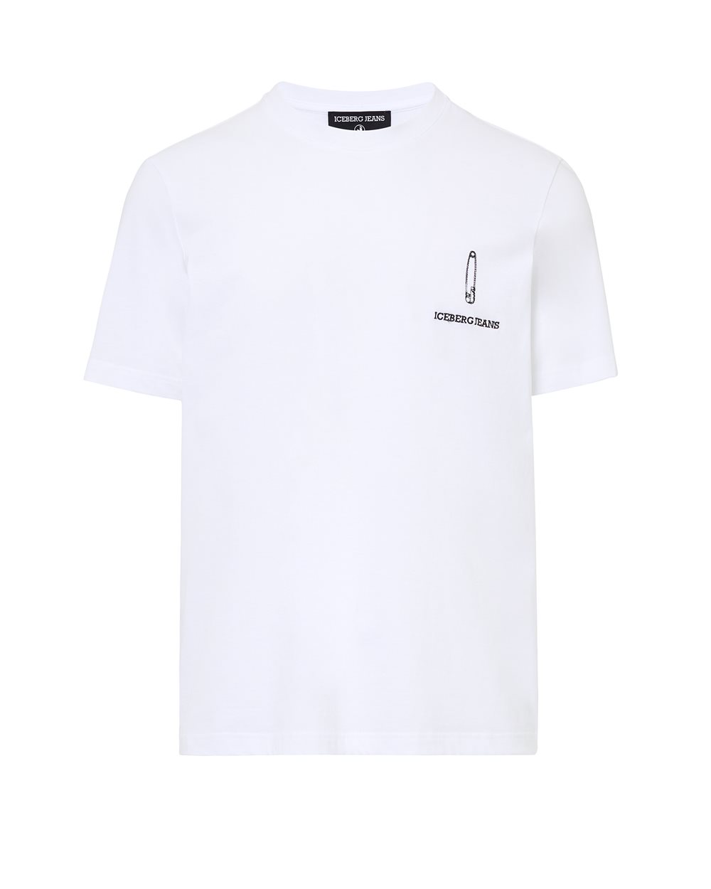 T-shirt Regular Fit in Jersey di Cotone Bianco Ottico con Ricamo Logo Iceberg e Stampa Allover - abbigliamento | Iceberg - Official Website