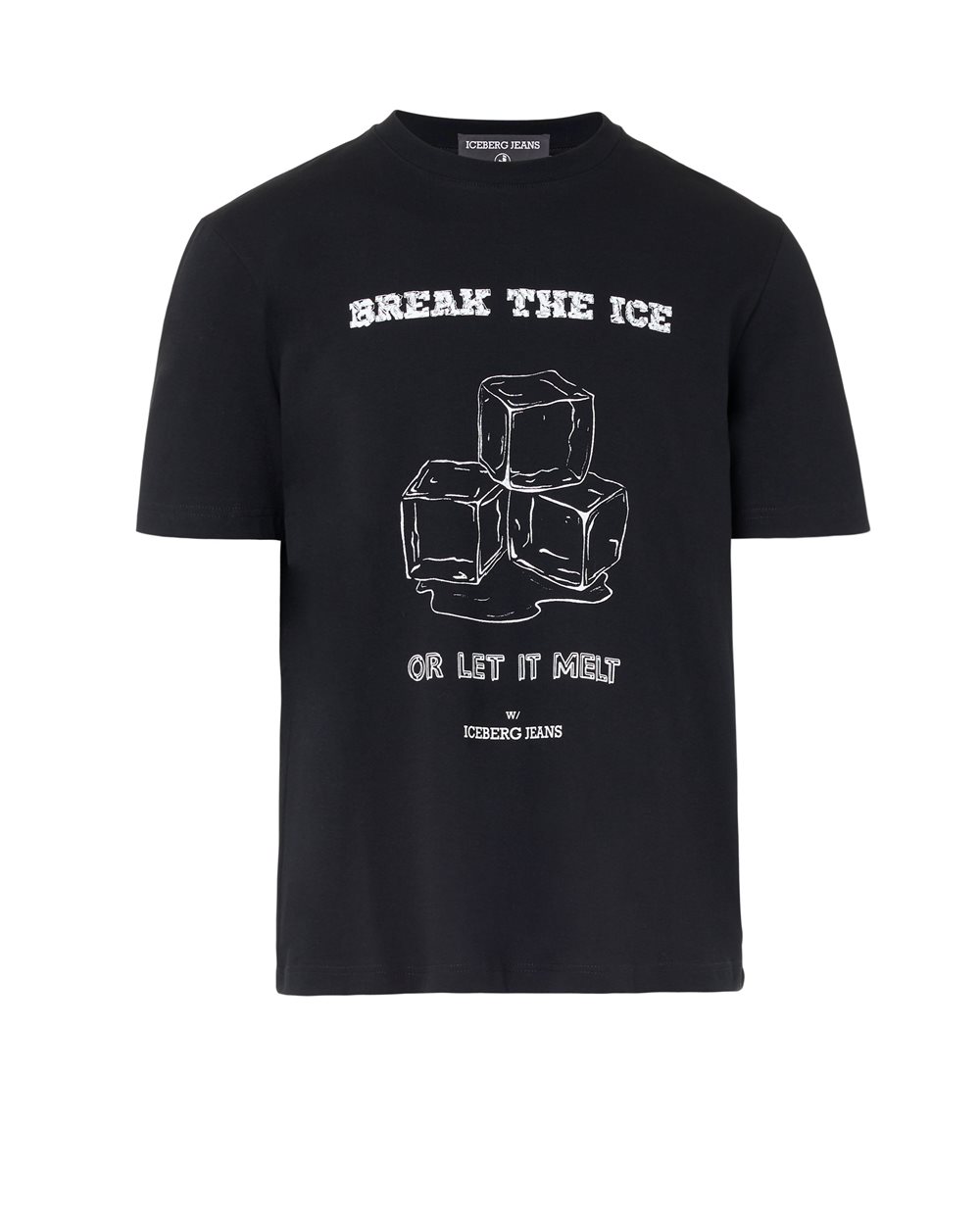 T-shirt Regular Fit in Jersey di Cotone nero con Stampa "Break the Ice or Let It Melt" - per abilitare | Iceberg - Official Website