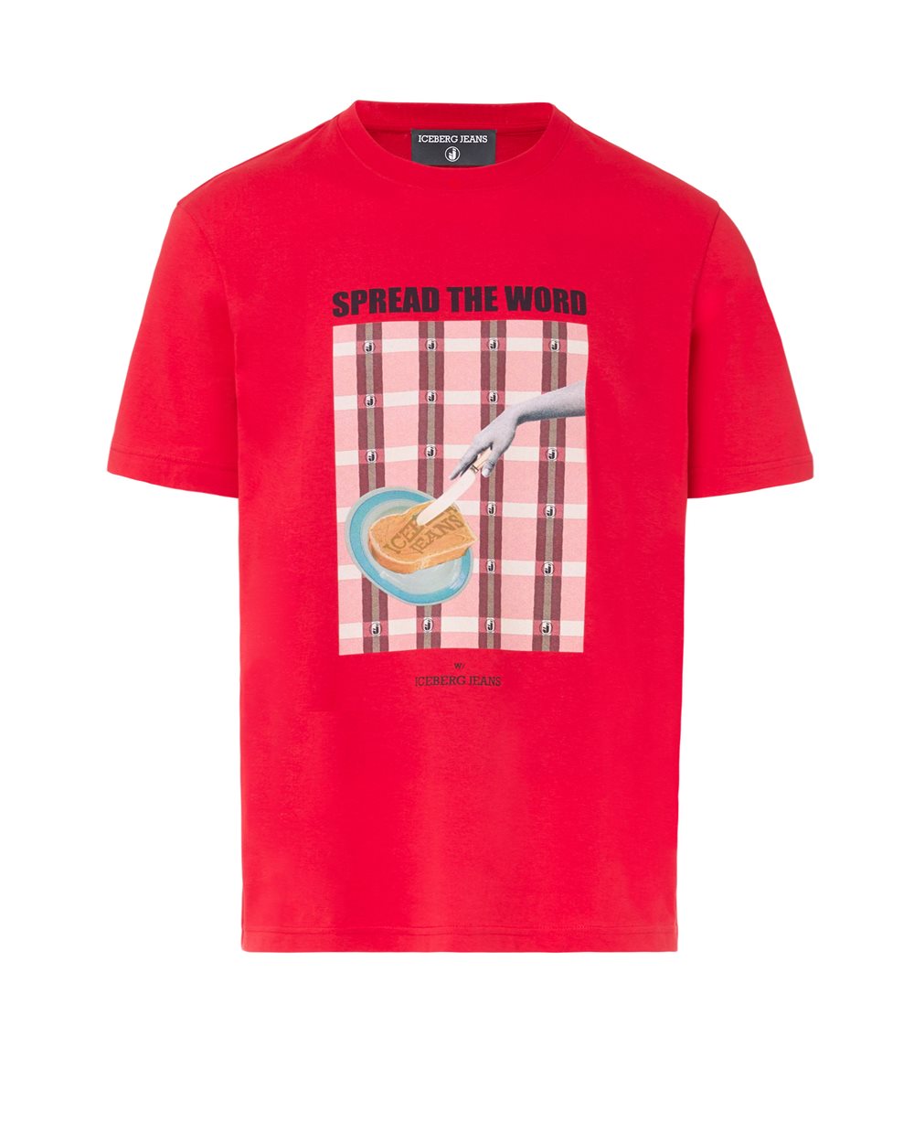 Regular-fit red cotton jersey T-shirt - T-SHIRTS | Iceberg - Official Website