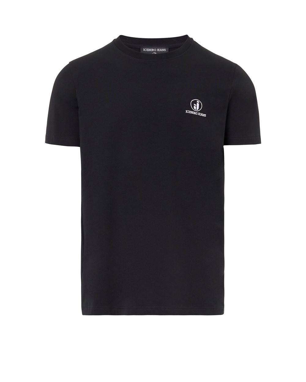 Slim Fit T-shirt in black Stretch Cotton Jersey with Iceberg IJ Logo Embroidery - carosello iceberg jeans man | Iceberg - Official Website