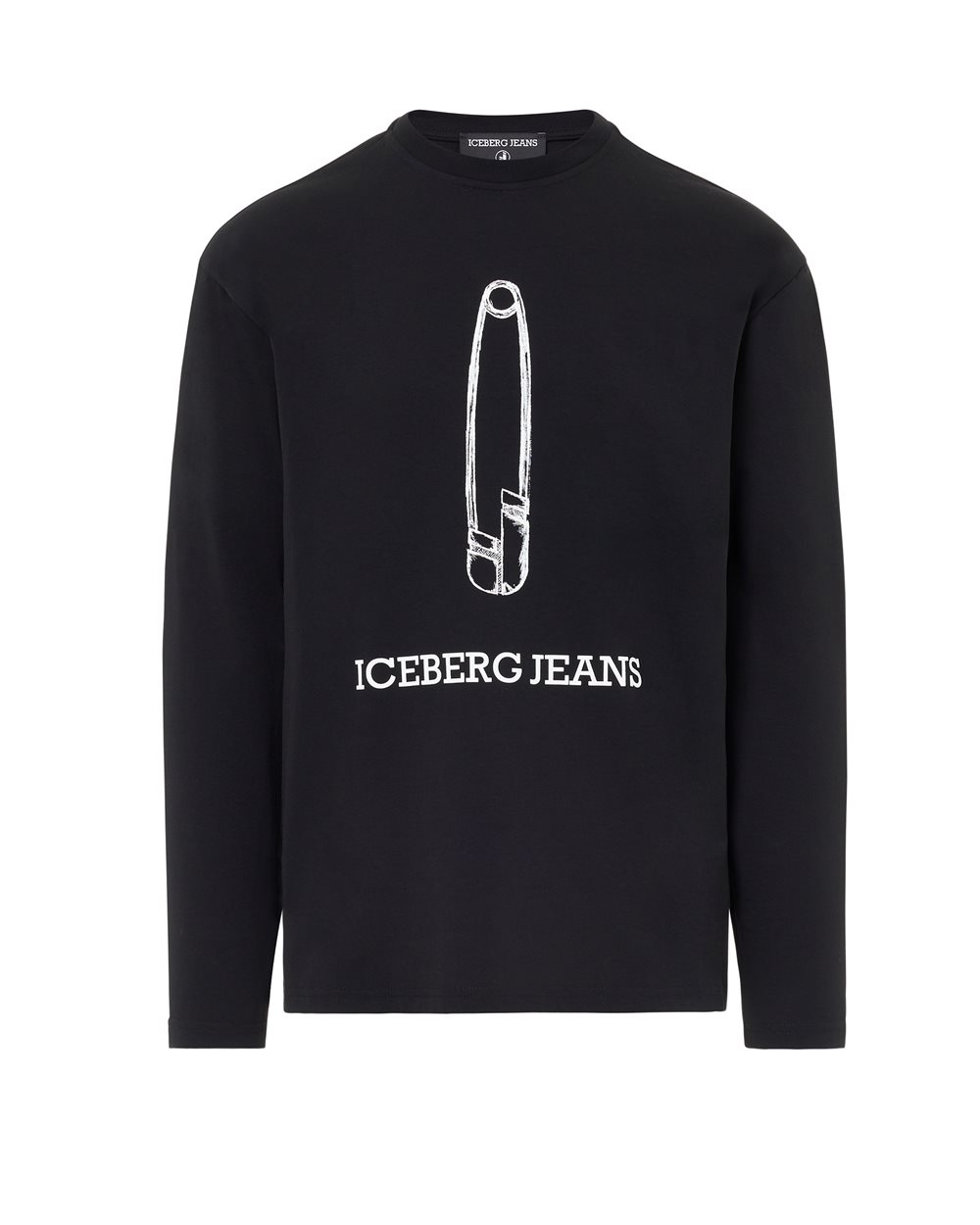Relaxed Fit Black Cotton Jersey Long Sleeve T-Shirt - Clothing | Iceberg - Official Website